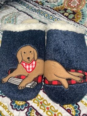EUC Lands End dog slippers ladies size 8